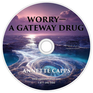 CD cover of 'Worry: A Gateway Drug' by Annette Capps with a cosmic design. cappsministries.com