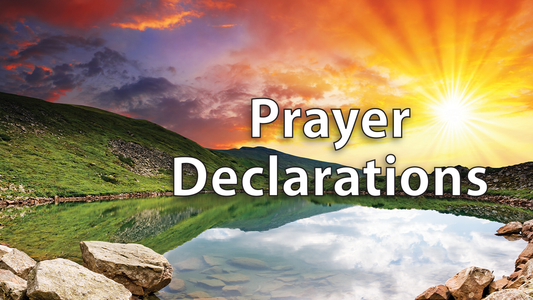 Prayer Declarations Banner with beautiful sunrise