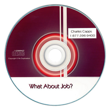CD with 'What About Job?' text and contact information on a white background cappsministries.com