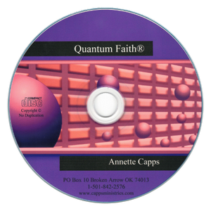 CD with 'Quantum Faith' branding and design elements on a purple background cappsministries.com