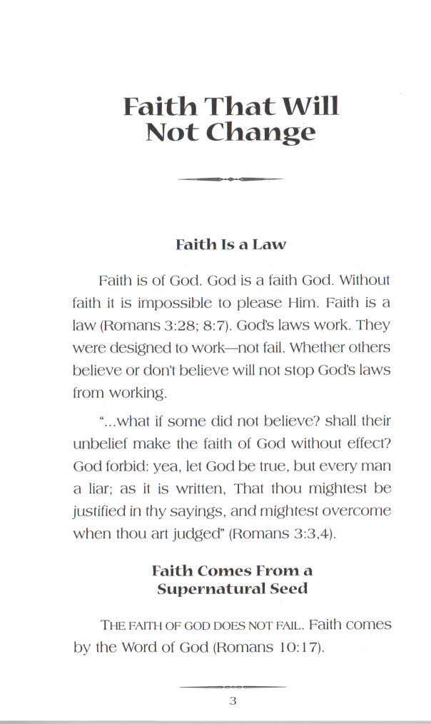 Charles Capps, Faith that Will Not Change Book