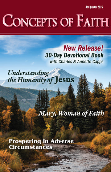 Cover of "Concepts of Faith" 4th Quarter Newsletter with a scenic mountain background