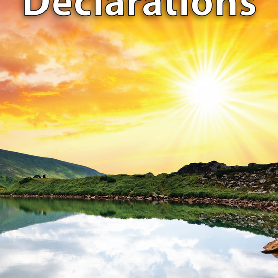Prayer Declarations by Charles Capps with a scenic landscape. cappsministries.com