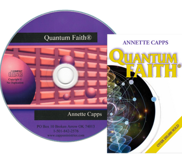 CD and cover of 'Quantum Faith' by Annette Capps on a white background cappsministries.com