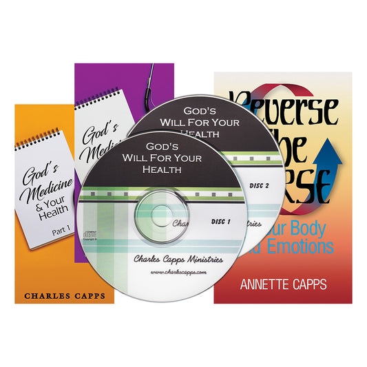 Collection of CDs and booklets related to health and emotions on a white background cappsministries.com
