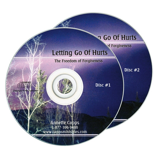 Two CDs titled 'Letting Go Of Hurts' with a purple and blue cover design. cappsministries.com