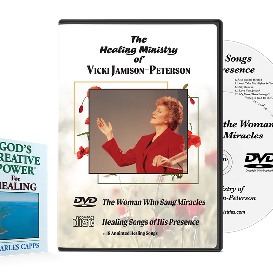 'The Healing Ministry of Vicki Jamison-Peterson'DVD and CD album and God's Creative Power for Healing Minibook cappsministries.com