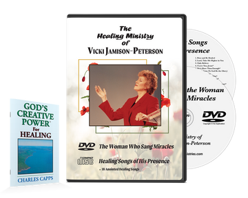 'The Healing Ministry of Vicki Jamison-Peterson'DVD and CD album and God's Creative Power for Healing Minibook cappsministries.com