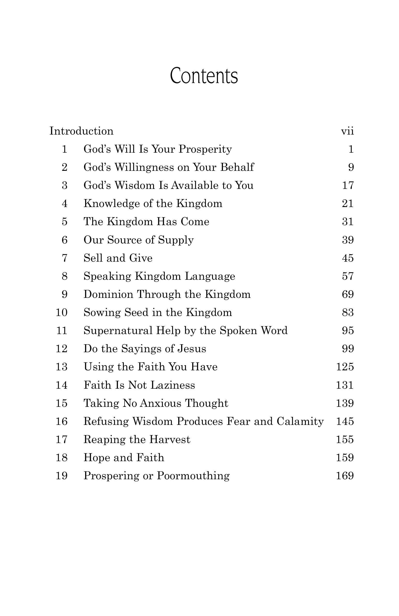 table of contents- success motivation book