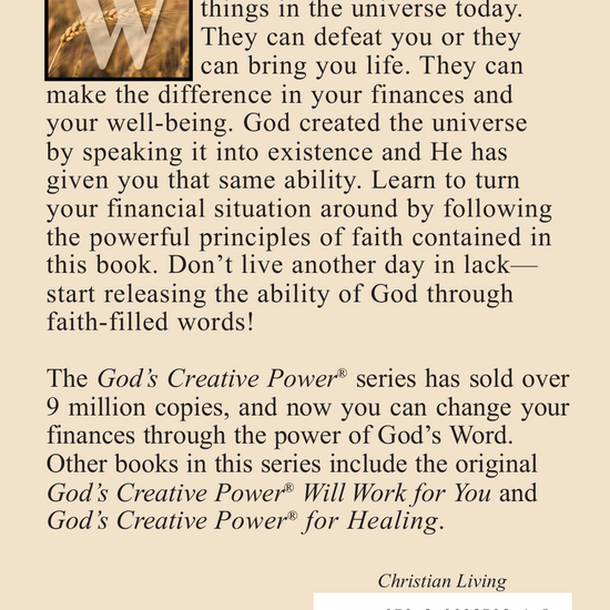 God's Creative Power for Finances Mini-Book Back Cover