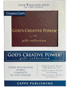 Boxed set of 'God's Creative Power' gift collection by Charles Capps with a brown leather cover. cappsministries.com