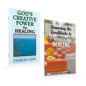 god's creative power for healing book and removing roadblocks to health and healing book on white background