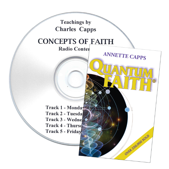 CD and cover of 'Quantum Faith' by Annette Capps on a white background cappsministries.com