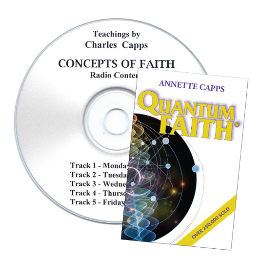 CD and cover of 'Quantum Faith' by Annette Capps on a white background cappsministries.com