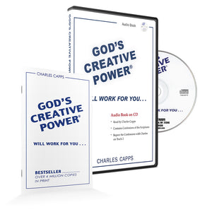 Audio book packaging for 'God's Creative Power' by Charles Capps on a white background