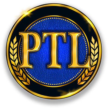 Logo with 'PTL' text in gold on a blue background with gold border