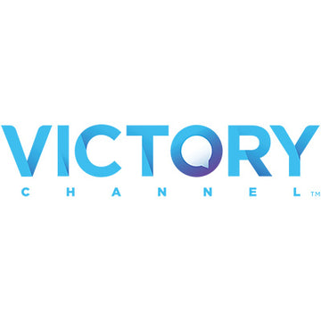 Victory Channel logo with blue gradient on a white background