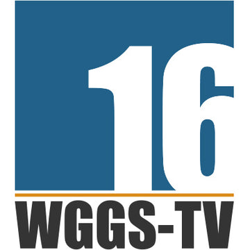 Logo with the number '16' in white on a blue background, accompanied by 'WGGS-TV' text.