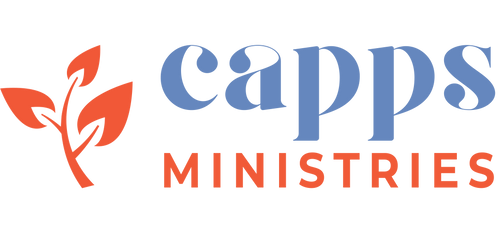 Logo of Capps Ministries with a red and blue design on a white background cappsministries.com