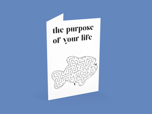 witnessing tract 'the purpose of your life' with a maze design on a blue background, cappsministries.com