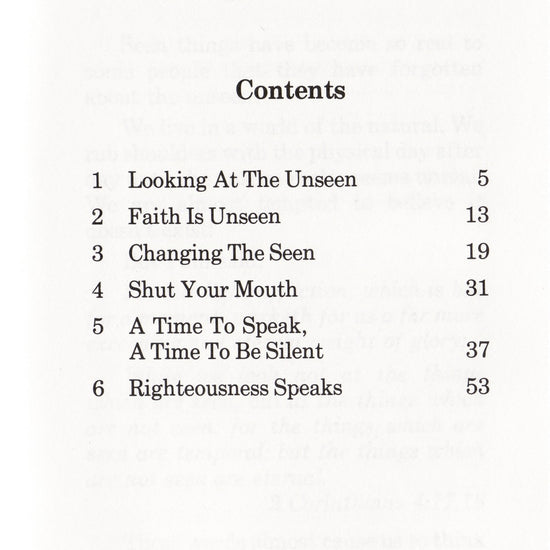 Changing the Seen and Shaping the Unseen Book TOC