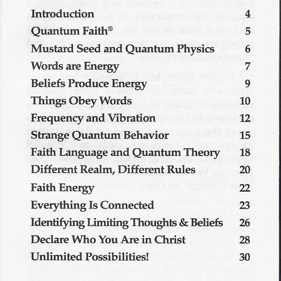 Annette Capps, Quantum Faith Toc