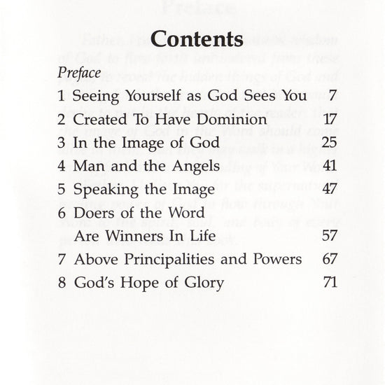 Charles Capps, God's Image of You Book TOC