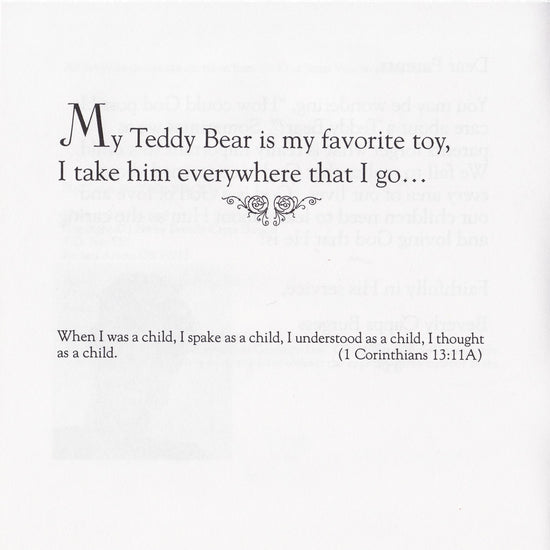 Beverly Capps, God Loves My Teddy Bear Too pg 1 cappsministries.com