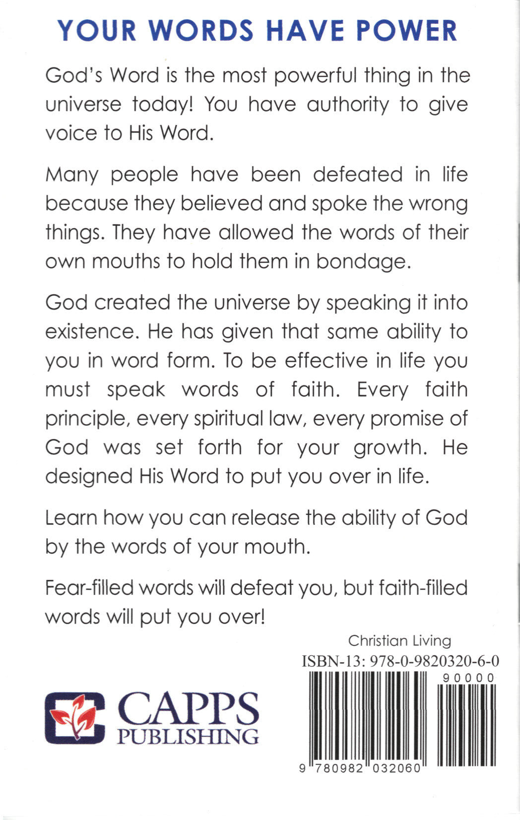 Charles Capps, God's Creative Power Minibook back cover cappsministries.com