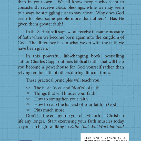 Charles Capps Faith That Will Work Back Cover