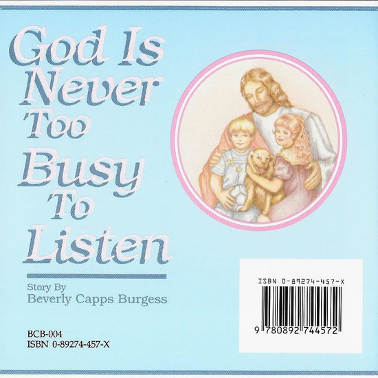 Beverly Capps, God Is Never Too Busy to Listen back cover cappsministries.com