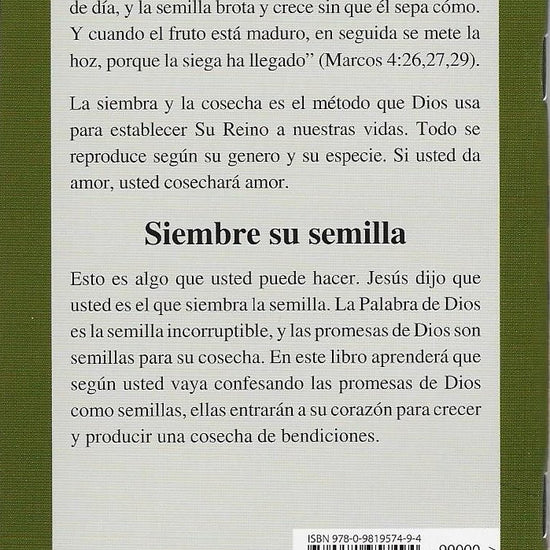 Charles Capps, Siembra Y Cosecha back cover