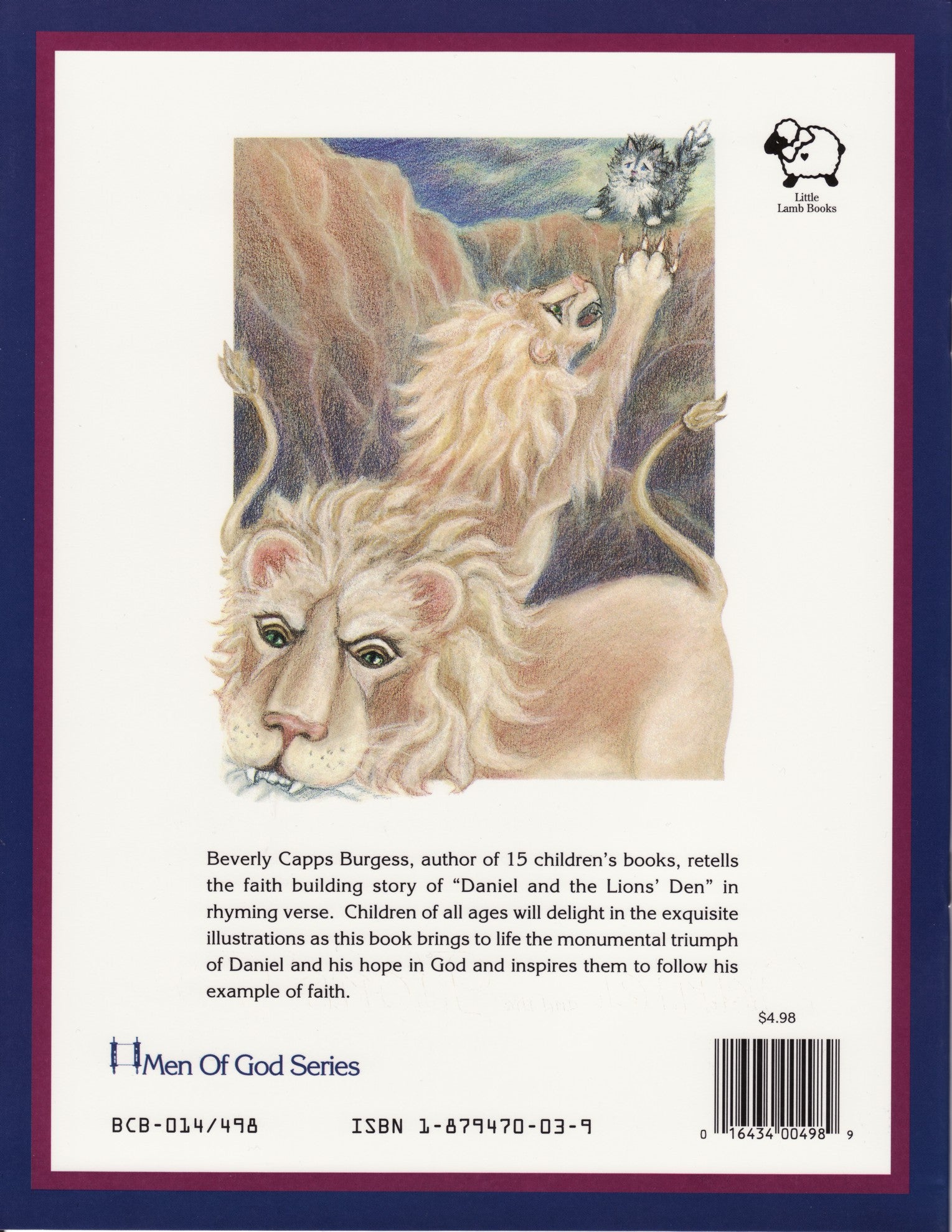 Beverly Capps, Daniel in the Lion's Den back cover