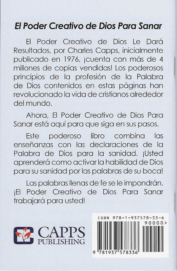 Charles Capps El Poder Creativo de Dios para la Sanidad Book Back Cover cappsministries.com
