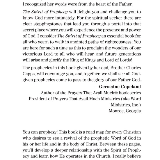 Annette Capps The Spirit of Prophecy Page 5 cappsministries.com