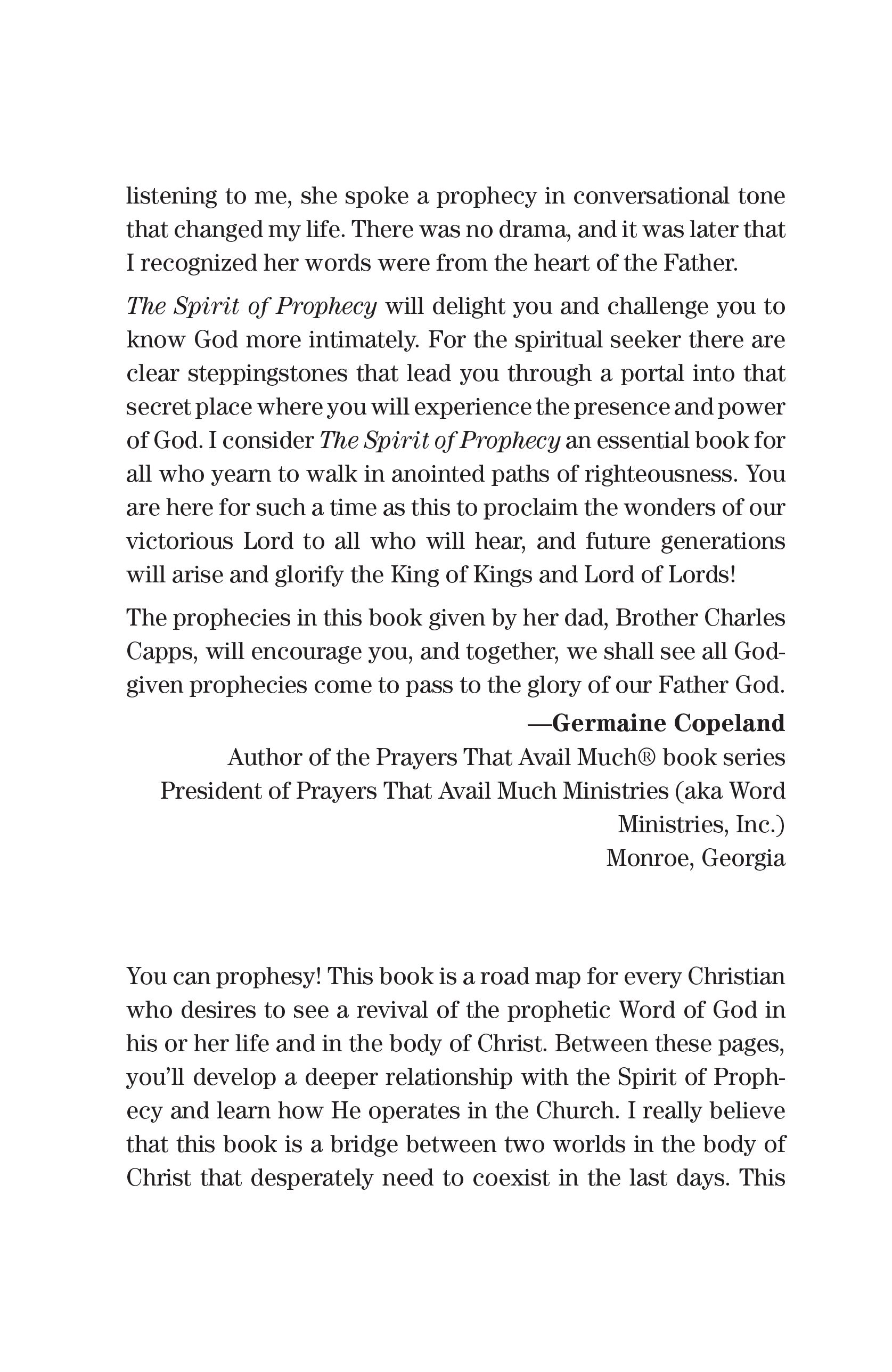 Annette Capps The Spirit of Prophecy Page 5 cappsministries.com