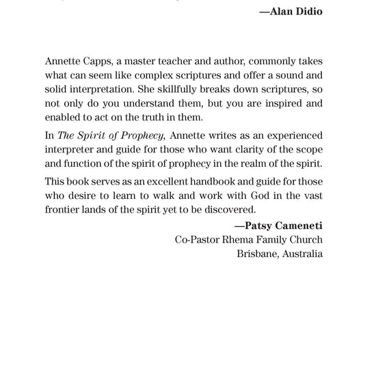 Annette Capps The Spirit of Prophecy Page 6 cappsministries.com