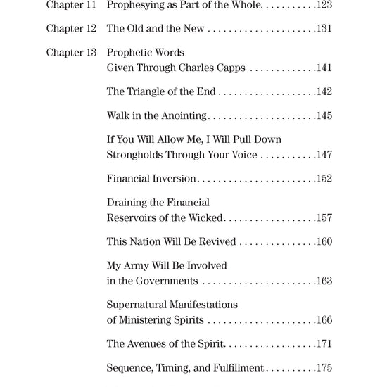 Annette Capps The Spirit of Prophecy Toc Page 2 cappsministries.com